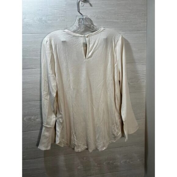 NEW Loft Women Ivory Ruffle Bell Sleeve Blouse Small - Picture 5 of 9